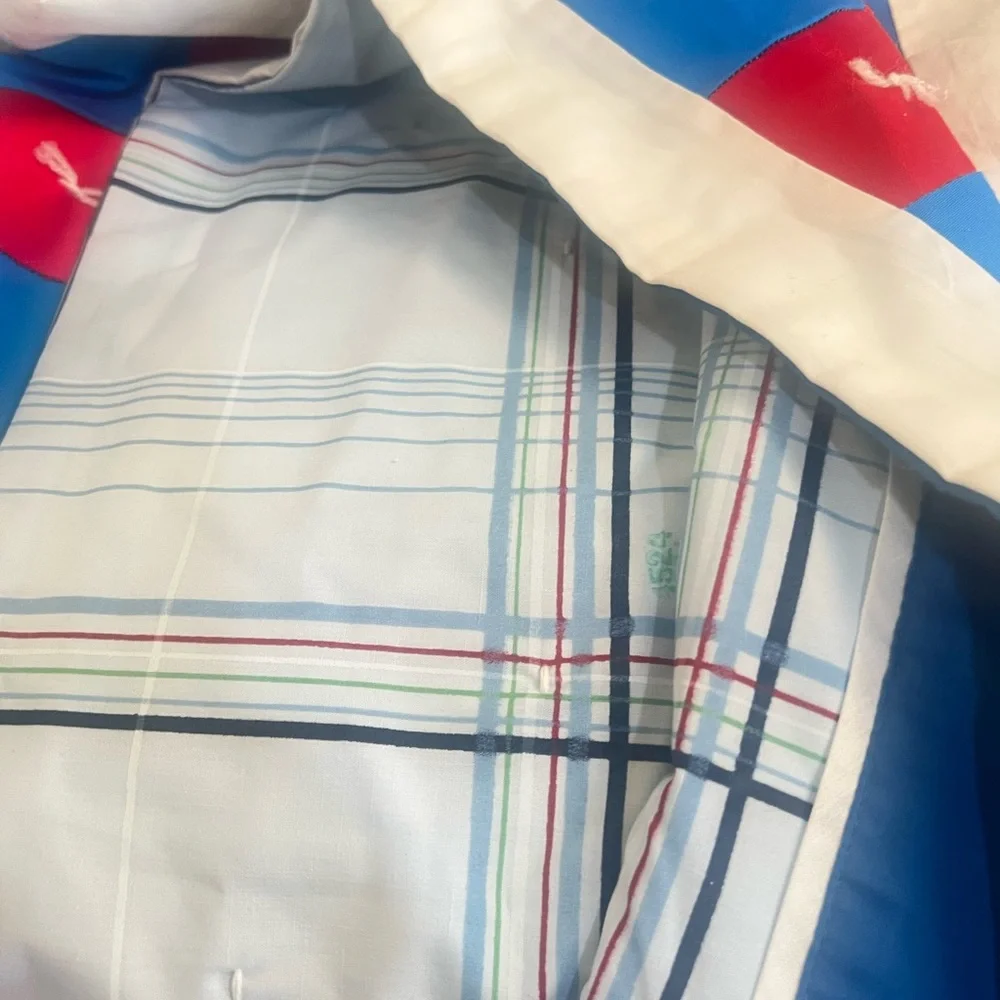 VNTG Handmade Cotton Red White Blue Colorful King Size Quilt‎ Top 91 x 75